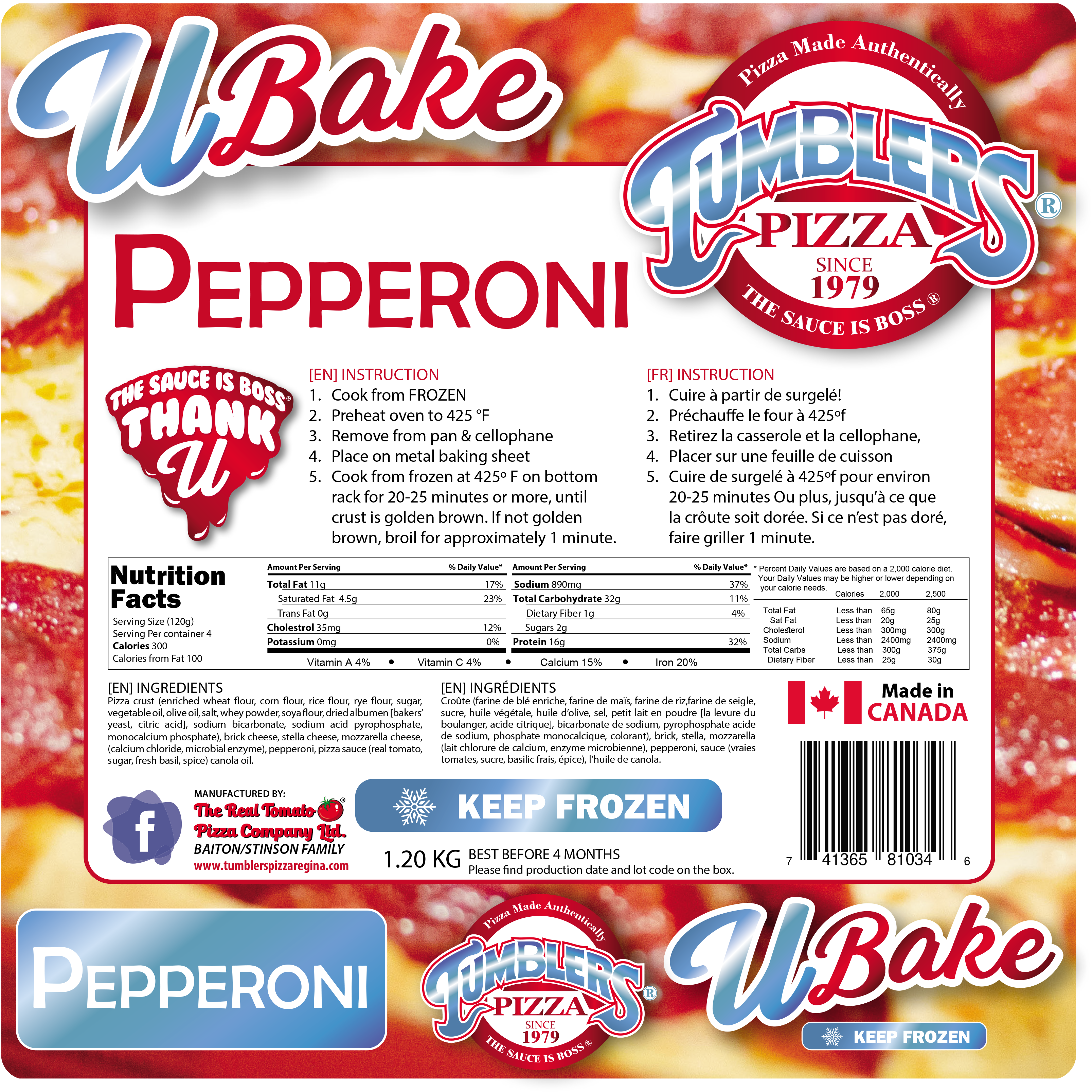 Pepperoni Frozen Tumblers Pizza Regina